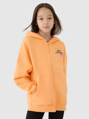 4F Bluza dresowa rozpinana z kapturem dziewczęca - pomarańczowa 152 (11-12 lat)