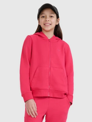 4F Bluza dresowa rozpinana z kapturem dziewczęca - różowa 134 (8-9 lat)