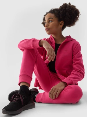 4F Bluza dresowa rozpinana z kapturem dziewczęca - różowa 158 (12-13 lat)