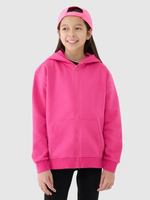 4F Bluza dresowa rozpinana z kapturem dziewczęca - różowa 146 (10-11 lat)