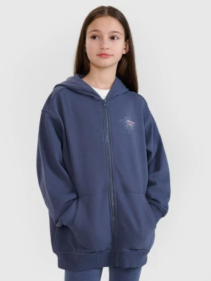 4F Bluza dresowa rozpinana z kapturem dziewczęca - szara 128 (7-8 lat)