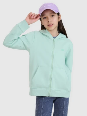 4F Bluza dresowa rozpinana z kapturem dziewczęca - turkusowa 146 (10-11 lat)
