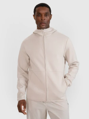 4F Bluza dresowa rozpinana z kapturem męska - beżowa XXL