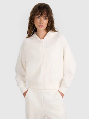 4F Bluza dresowa rozpinana z modalem damska - biała L