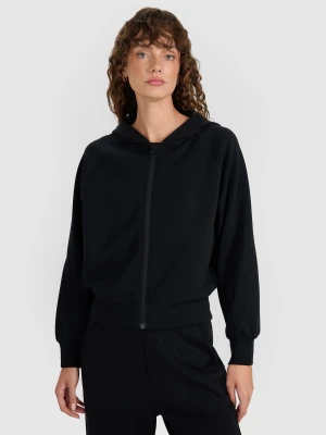 4F Bluza dresowa rozpinana z modalem damska - czarna XL
