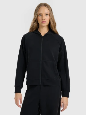 4F Bluza dresowa rozpinana z modalem damska - czarna XS