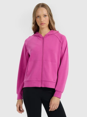 4F Bluza dresowa rozpinana z modalem damska - różowa L