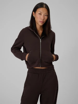 4F Bluza dresowa slim z kapturem damska - brązowa XL