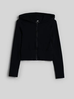 4F Bluza dresowa slim z kapturem damska - czarna XS / S