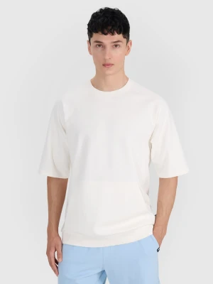 4F Bluza dresowa z krótkim rękawem bez kaptura męska - biała XXL