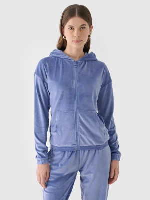 4F Bluza dresowa z weluru rozpinana z kapturem damska - granatowa S