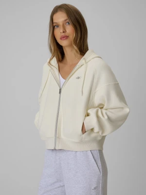 4F Bluza loose z kapturem damska - biała XS