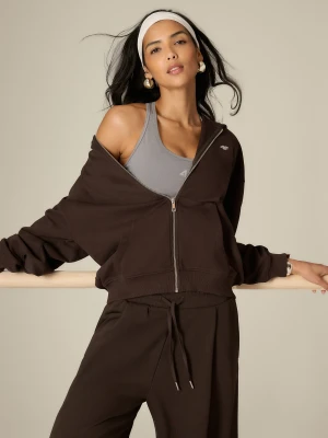 4F Bluza loose z kapturem damska - brązowa L