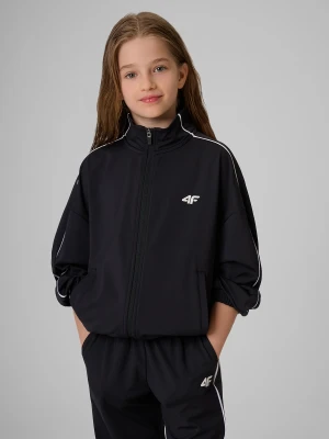 4F Bluza sportowa loose bez kaptura dziewczęca - czarna 134/140 (8-10 lat)