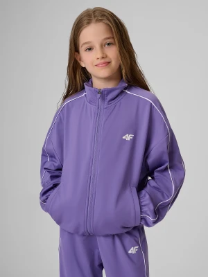 4F Bluza sportowa loose bez kaptura dziewczęca - fioletowa 134/140 (8-10 lat)
