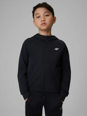 4F Bluza sportowa regular z kapturem chłopięca - czarna 122/128 (6-8 lat)