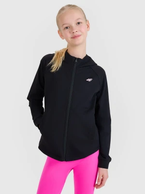 4F Bluza sportowa rozpinana z kapturem dziewczęca - czarna 122/128 (6-8 lat)