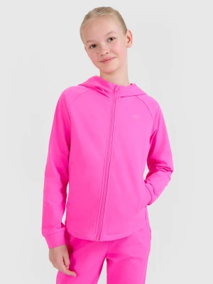4F Bluza sportowa rozpinana z kapturem dziewczęca - różowa 134/140 (8-10 lat)