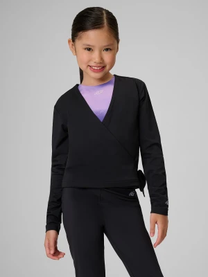 4F Bluza sportowa szybkoschnąca z wiązaniem dziewczęca - czarna 158/164 (12-14 lat)