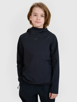 4F Bluza trekkingowa nierozpinana z kapturem dziecięca - czarna 122/128 (6-8 lat)
