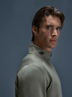 4F Bluza treningowa regular szybkoschnąca męska - oliwkowa/khaki L