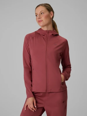 4F Bluza treningowa regular z kapturem damska - brązowa XXL