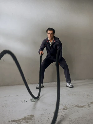 4F Bluza treningowa regular z kapturem męska - szara S