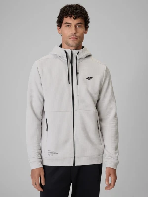 4F Bluza treningowa regular ze strukturalnej dzianiny męska - kremowa XL Biały