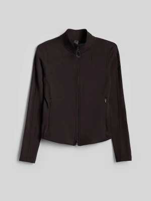 4F Bluza treningowa slim bez kaptura damska - brązowa XS