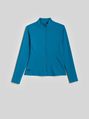 4F Bluza treningowa slim bez kaptura damska - turkusowa S Turkusowy