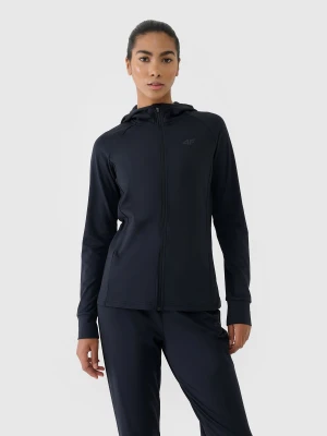 4F Bluza treningowa slim z kapturem damska - czarna XXL