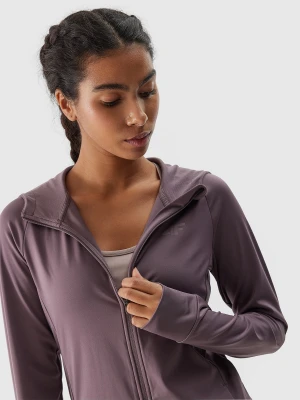 4F Bluza treningowa szybkoschnąca rozpinana z kapturem damska - brązowa L
