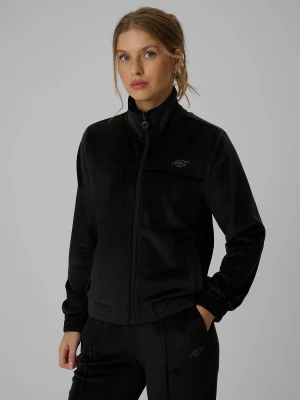 4F Bluza welurowa regular bez kaptura damska - czarna XL