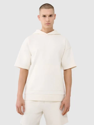 4F Bluza z krótkim rękawem z kapturem męska - biała XXL