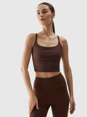 4F Crop top do jogi i pilatesu z materiału z recyklingu damski - brązowy XL