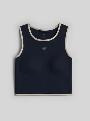 4F Crop top do jogi szybkoschnący damski - granatowy XS