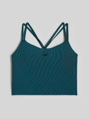 4F Crop top do jogi szybkoschnący damski - turkusowy XS