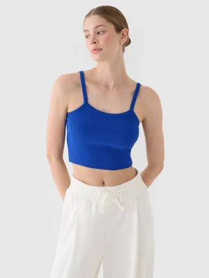 4F Crop top slim damski - niebieski M