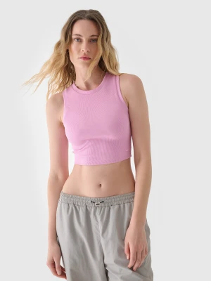 4F Crop top slim damski - pudrowy róż L