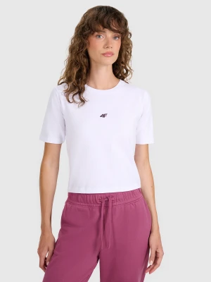4F Crop-top slim gładki damski - biały M