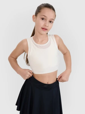 4F Crop top sportowy szybkoschnący dziewczęcy 4F JUNIOR x Anna Lewandowska - biały 158/164 (12-14 lat)