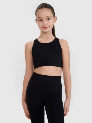 4F Crop top sportowy szybkoschnący dziewczęcy 4F JUNIOR x Anna Lewandowska - czarny 152/158 (11-13 lat)