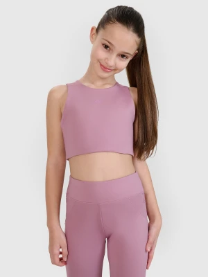 4F Crop top sportowy szybkoschnący dziewczęcy 4F JUNIOR x Anna Lewandowska - różowy 158/164 (12-14 lat)