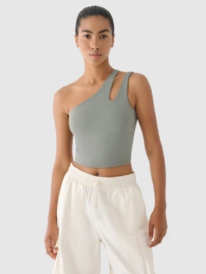4F Crop top treningowy na jedno ramię 4F x Anna Lewandowska - khaki M