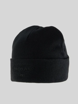 4F Czapka beanie chłopięca - czarna Uniwersalny