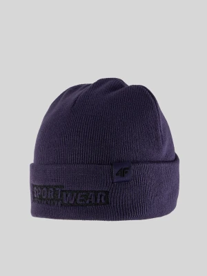 4F Czapka beanie chłopięca - fioletowa Uniwersalny