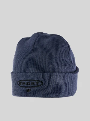 4F Czapka beanie chłopięca - granatowa Uniwersalny Denim