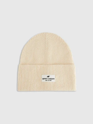 4F Czapka beanie damska - beżowa S