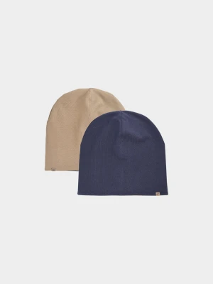 4F Czapka beanie dwustronna dziecięca - beżowa Uniwersalny