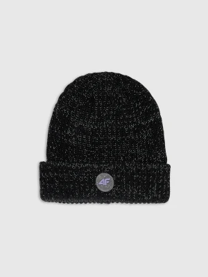 4F Czapka beanie dziewczęca - czarna Uniwersalny